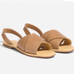 Nisolo All day Cross Strap Sandals in Almond tan leather, size 9, slides
